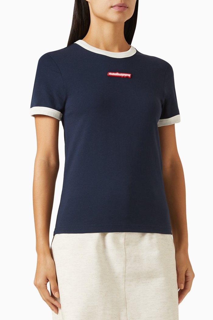 Bound T-shirt in Cotton, Blue