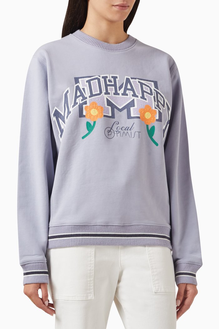 

Chunky-rib Sweatshirt in Cotton Fleece, Blue