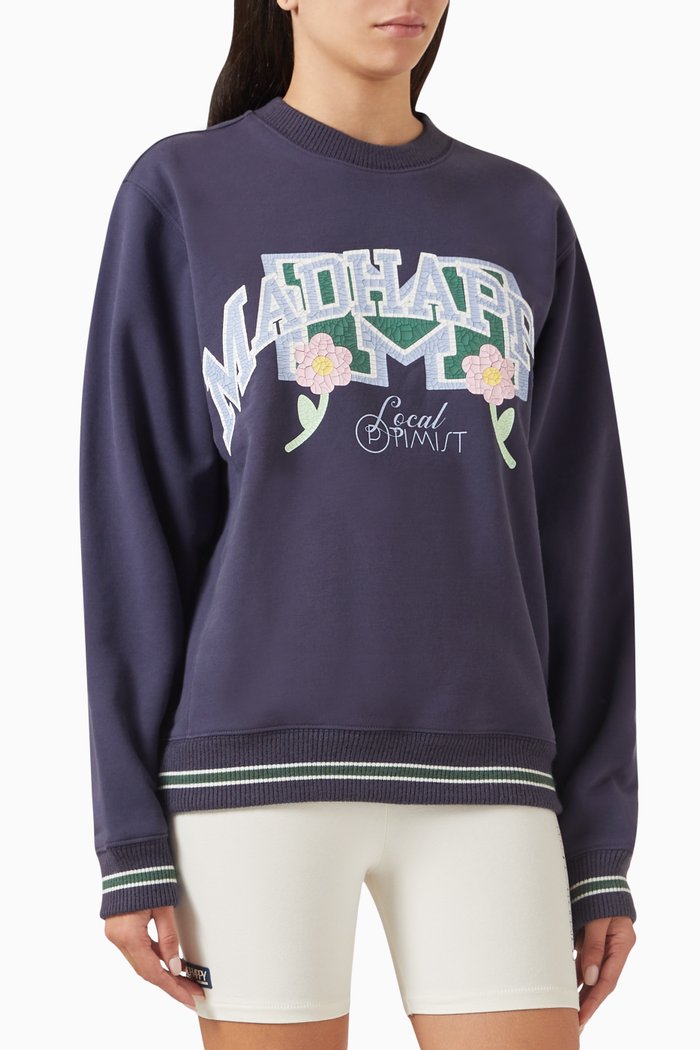 

Chunky-rib Sweatshirt in Cotton Fleece, Blue