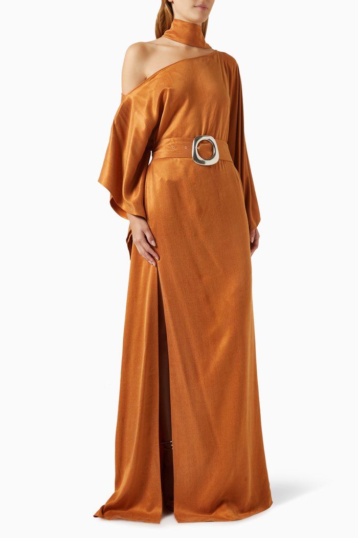 

Taylor Chamois Kaftan in Crepe Cady, Orange