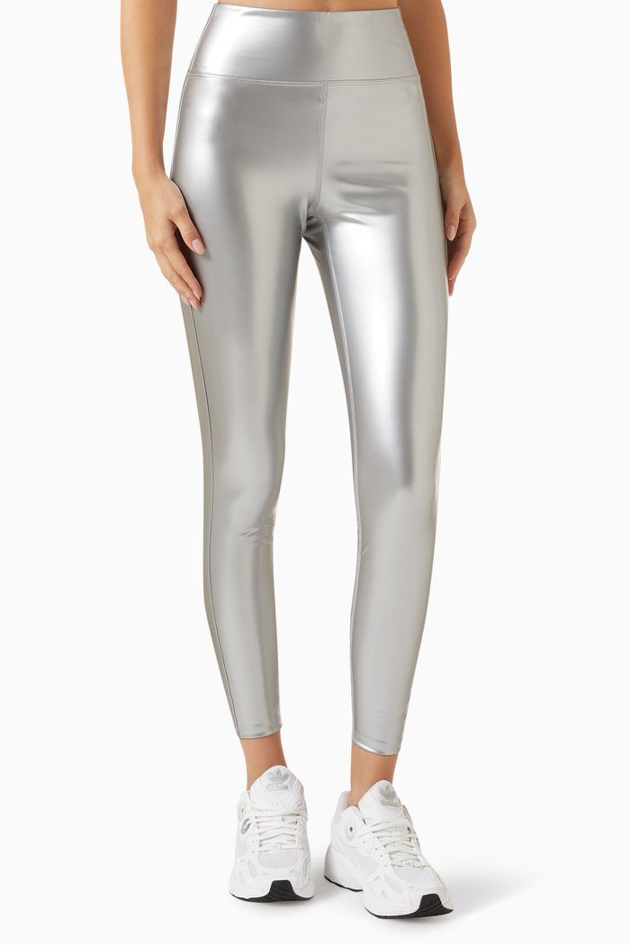 

Blade Leggings in Metallic Vegan Leather, Silver