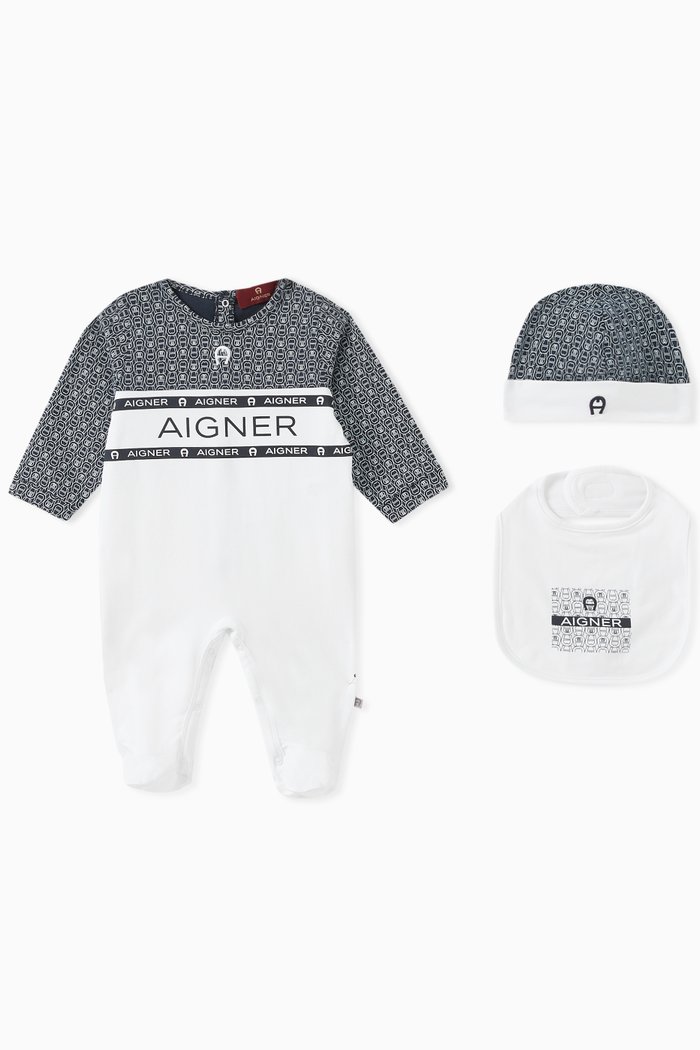 Logo Print Gift Set in Cotton, Blue
