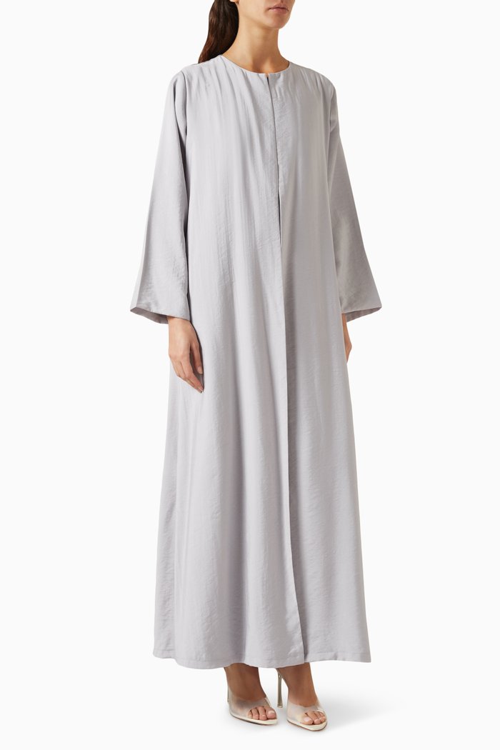 

Round-neck Abaya in Cotton-chiffon, Grey