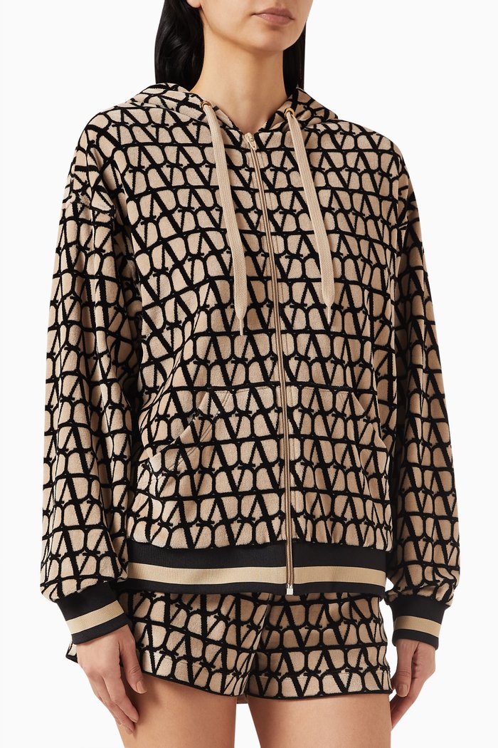 

Valentino Toile Iconographe Hooded Sweatshirt in Sponge Jersey, Neutral