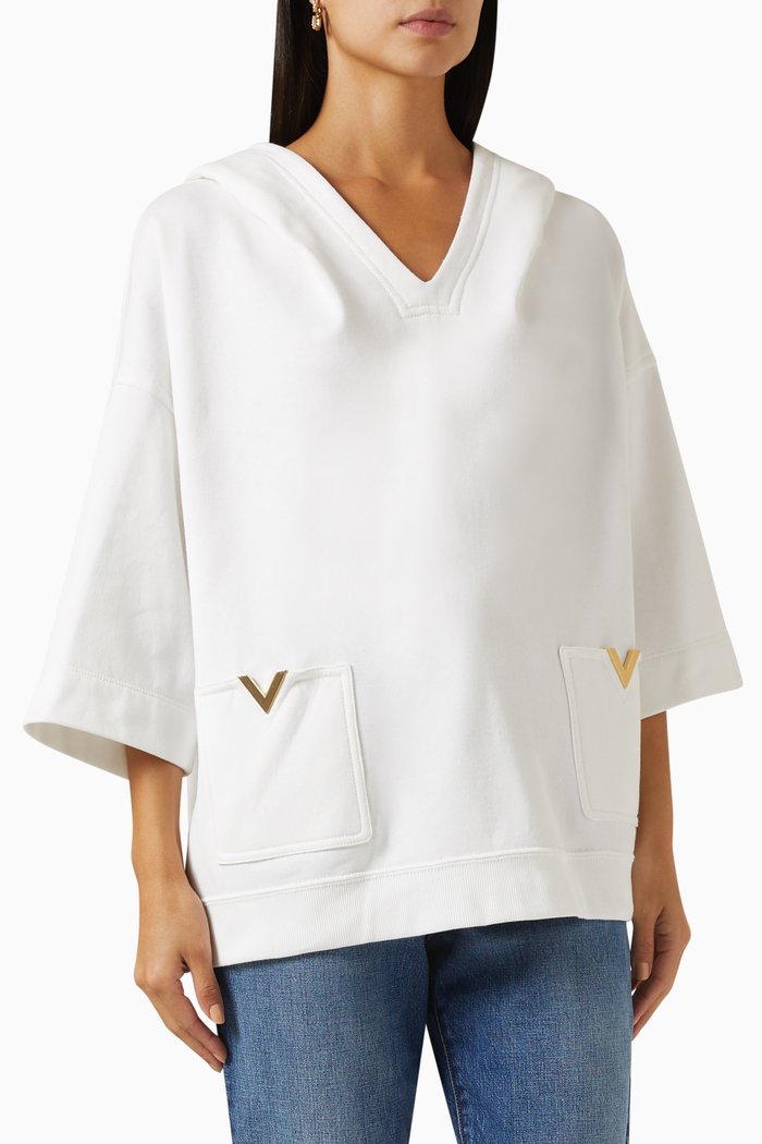 

Valentino Hooded Sweatshirt in Cotton Jersey, White