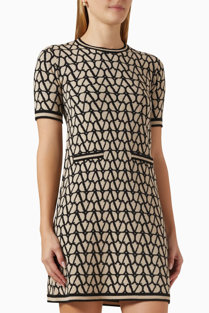 

Valentino Garavani VLOGO Mini Dress in Iconographe Toile Jacquard, Neutral