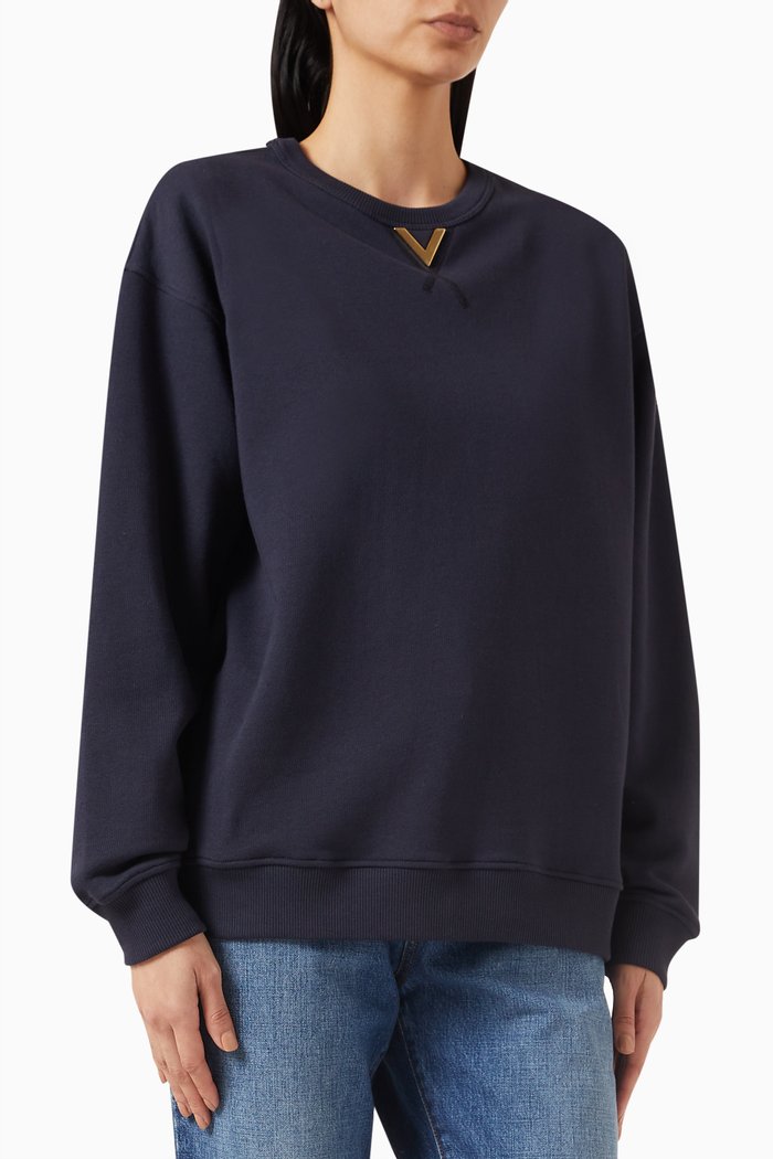Valentino VLOGO Sweatshirt in Cotton-fleece, Blue