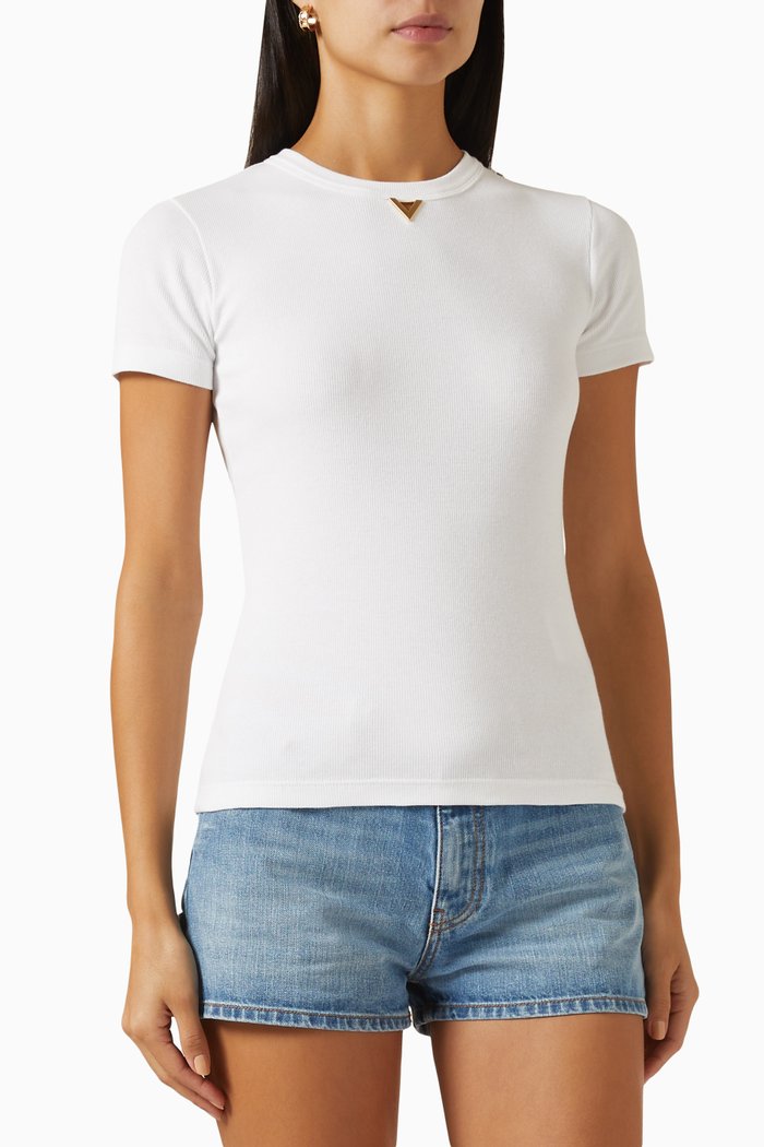 

Valentino T-shirt in Ribbed Cotton-jersey, White