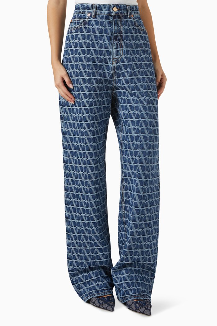 Valentino Garavani VLOGO Jeans in Iconographe Toile Denim, Blue