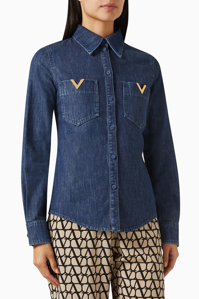 

Valentino Shirt in Chambray Denim, Blue