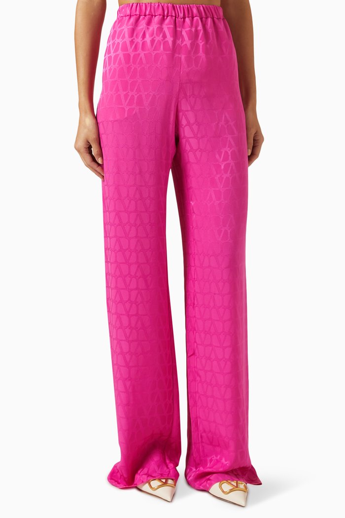 

Valentino Toile Iconographe Pants in Silk, Pink