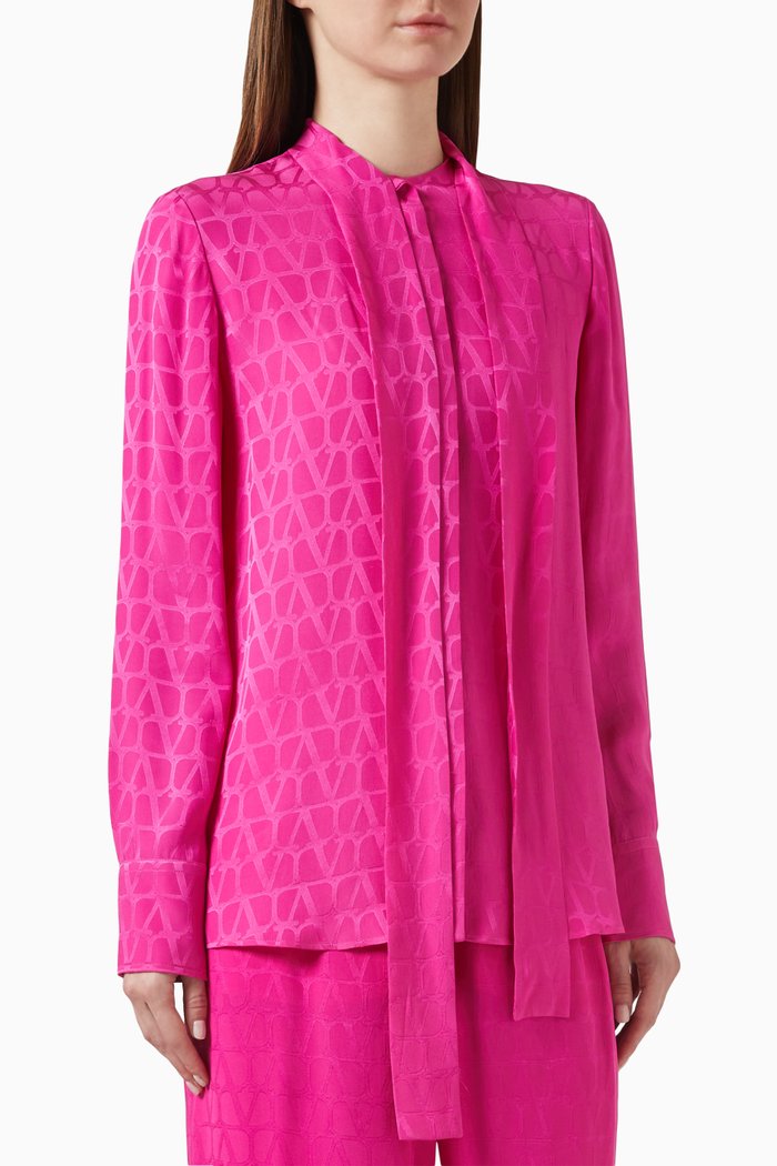 

Valentino Garavani Toile Iconographe Blouse in Silk-jacquard, Pink