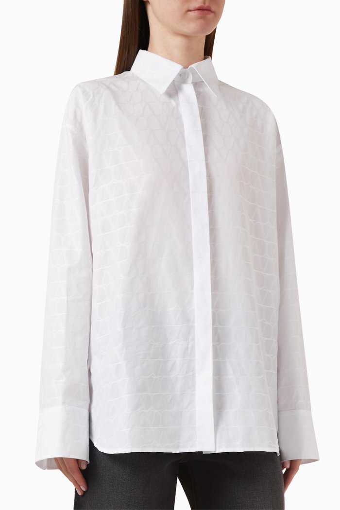

Valentino Garavani Iconographe Jacquard Shirt in Cotton-poplin, White