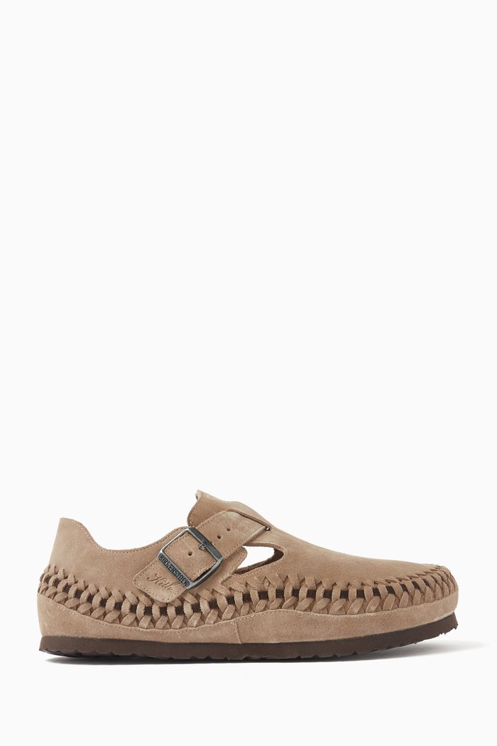 

Kith x Birkenstock London Braided Sandals in Suede, Neutral