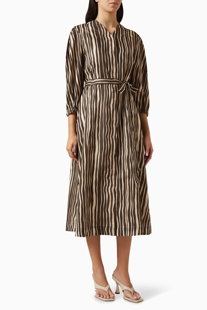 Pomelia Midi Dress in Cotton-voile, Brown