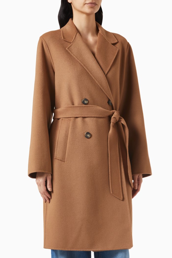 Flirt Double-breasted Coat in Wool, Brown