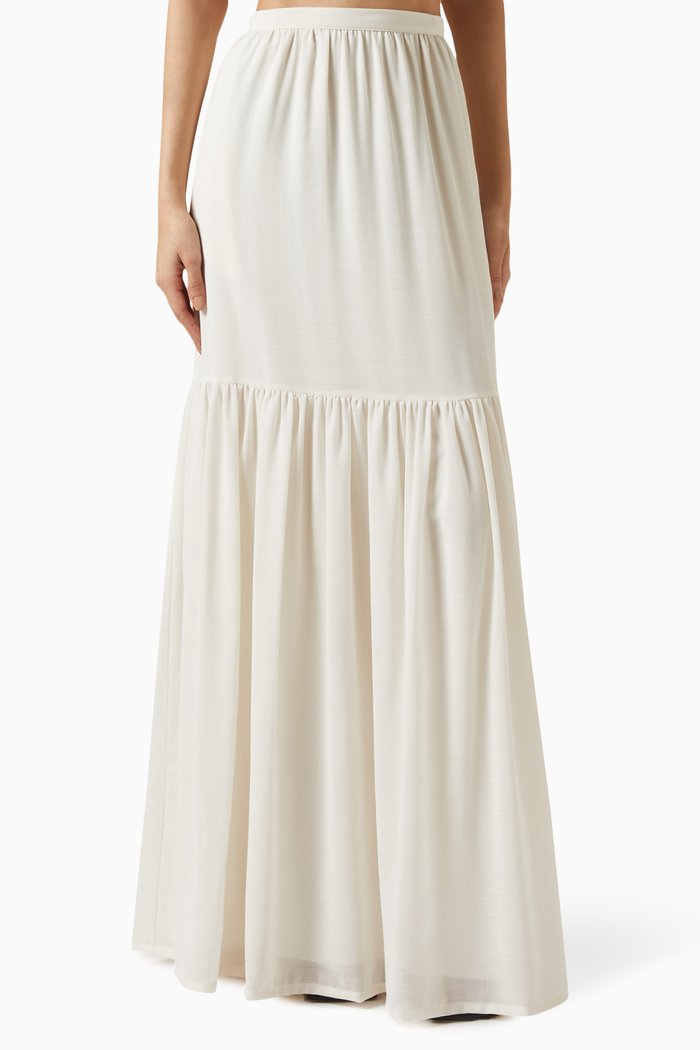 

Cafila Maxi Skirt in Wool Gauze, Neutral