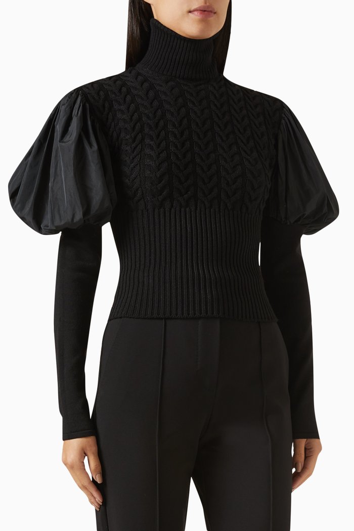 

Aster Sweater in Wool-blend Knit, Black