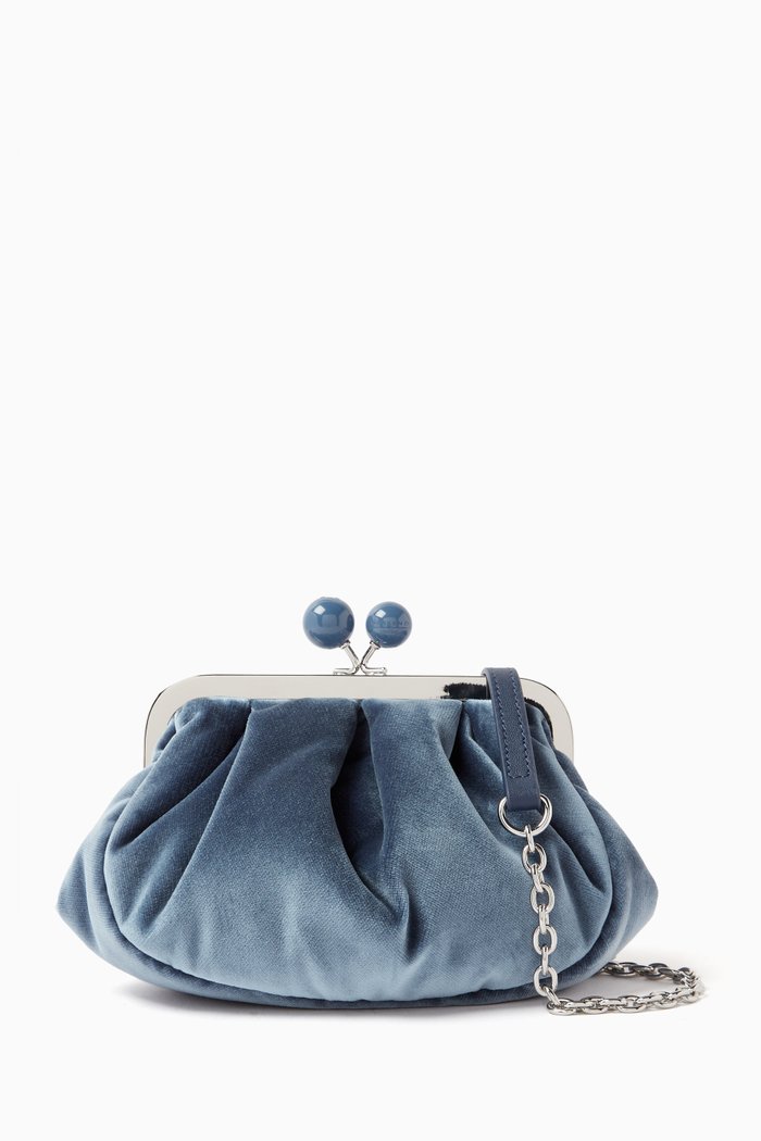 

Cavour Clutch Handbag in Velvet, Grey