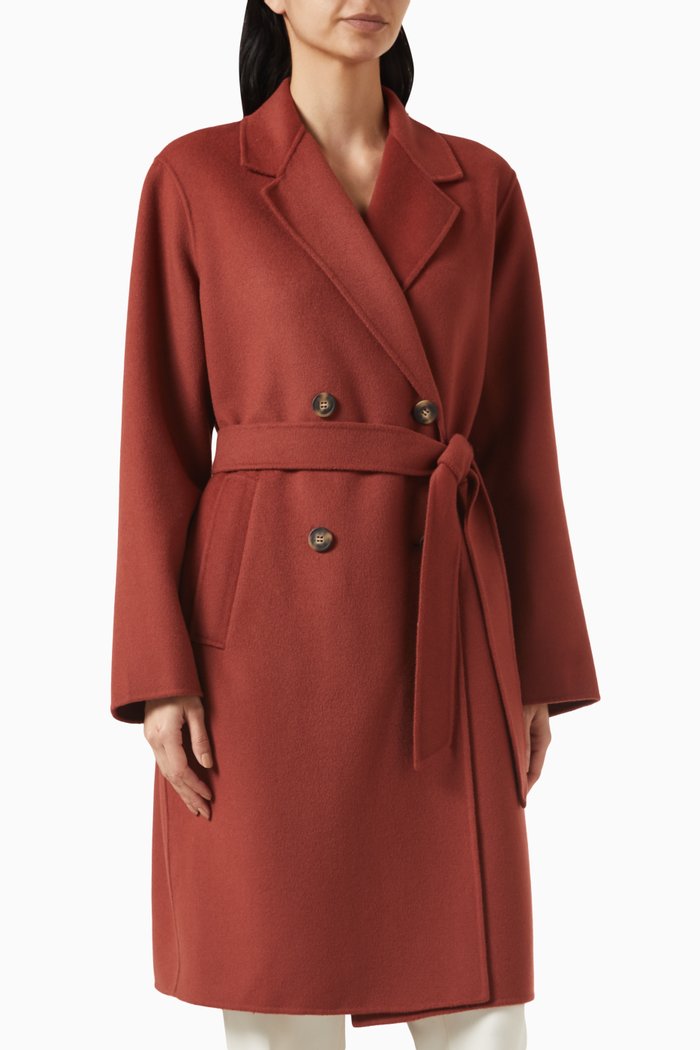 

Flirt Double-breasted Coat in Wool, Orange