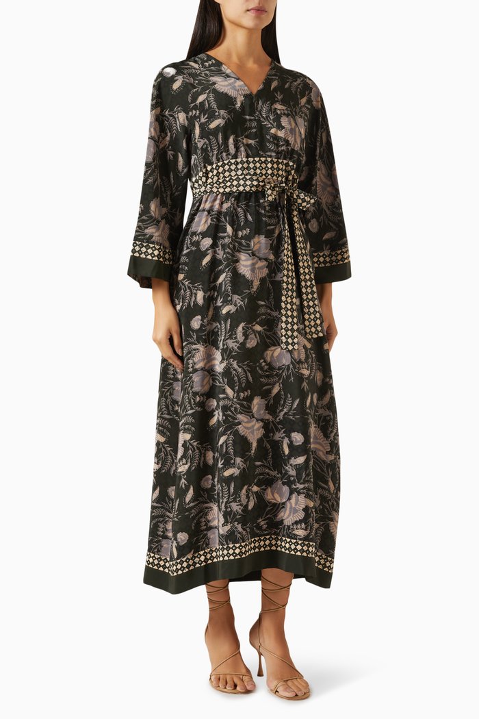 

Fedra Printed Dress in Silk, Green