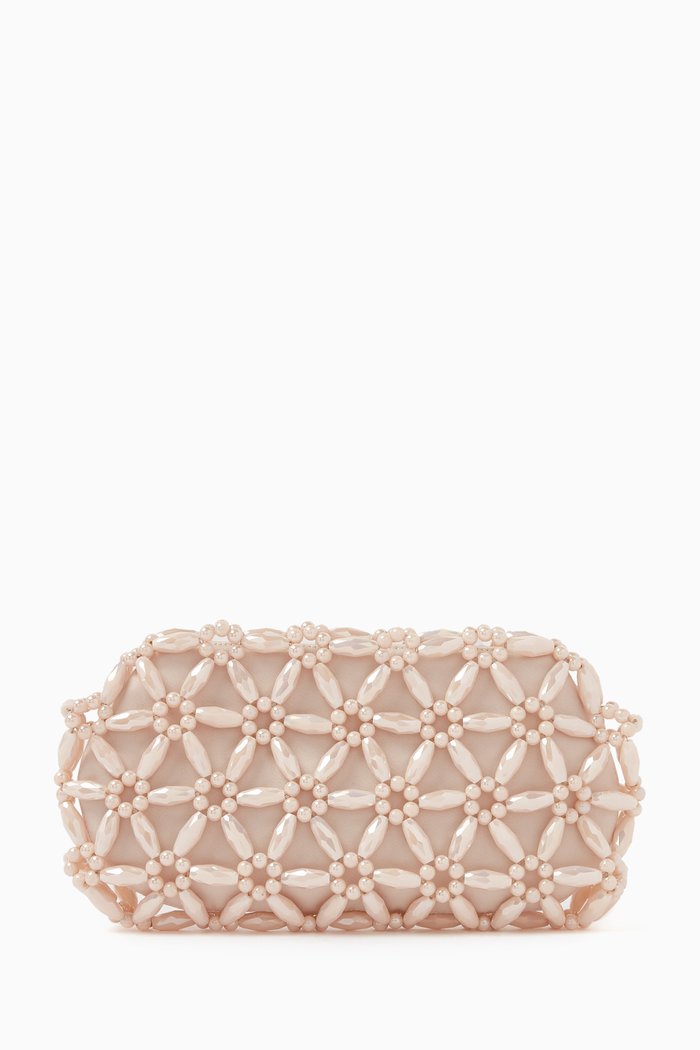 

Tebea Clutch in Glass Beads & Satin, Neutral