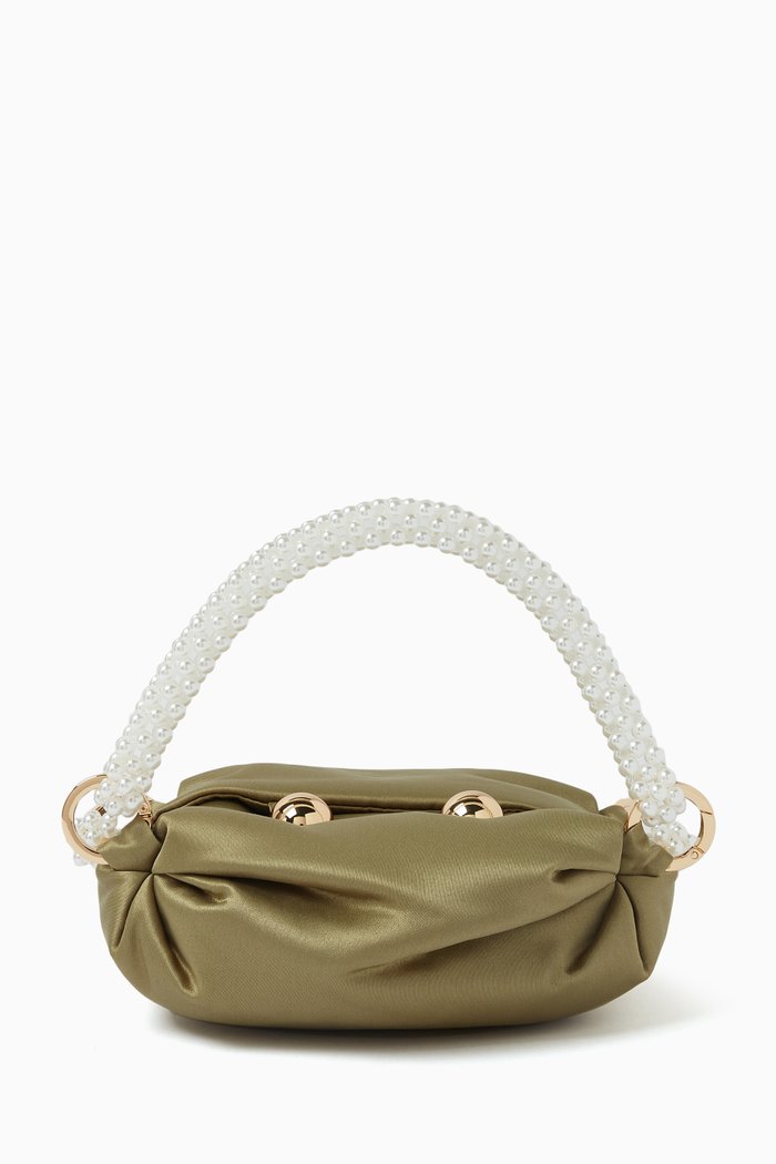 

Tiny Nino Tote Bag in Silk Satin, Green