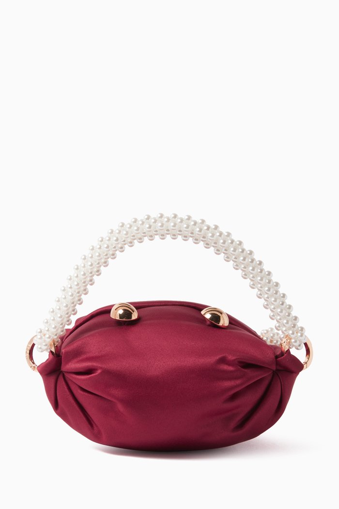 

Tiny Nino Tote Bag in Silk Satin, Burgundy