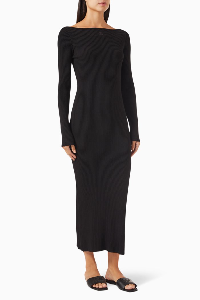 

Midi Dress in Rib-knit, Black