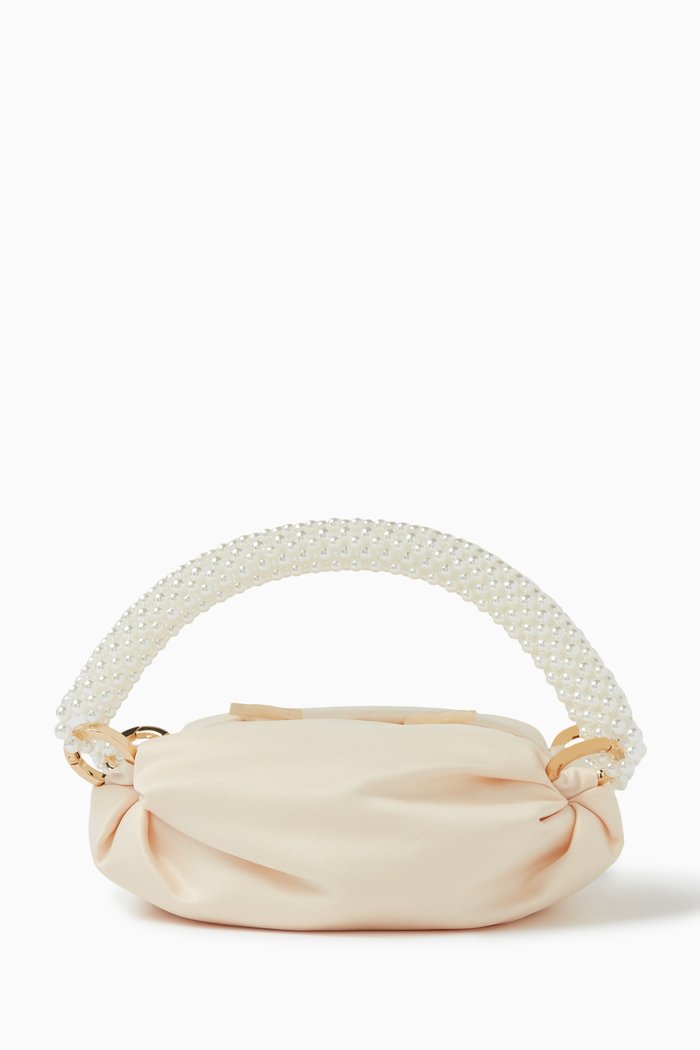 

Tiny Nino Tote Bag in Silk Satin, Neutral