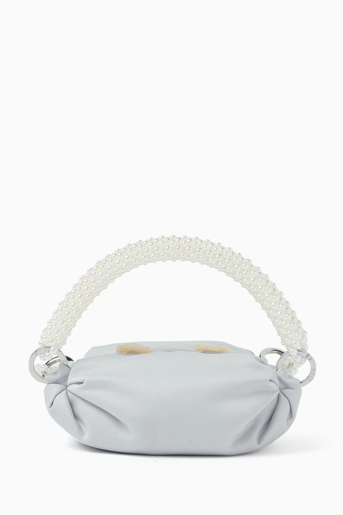 

Tiny Nino Tote Bag in Silk Satin, Grey