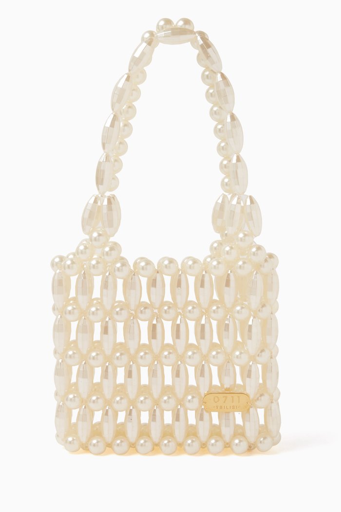 

Rusudan Tote Bag in Pearl Beads, Neutral