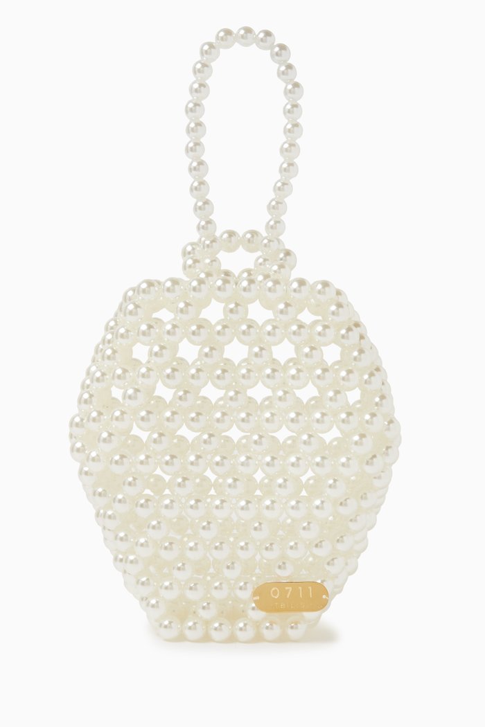 

Strawberry Mini Bag in Acrylic Beads, Neutral