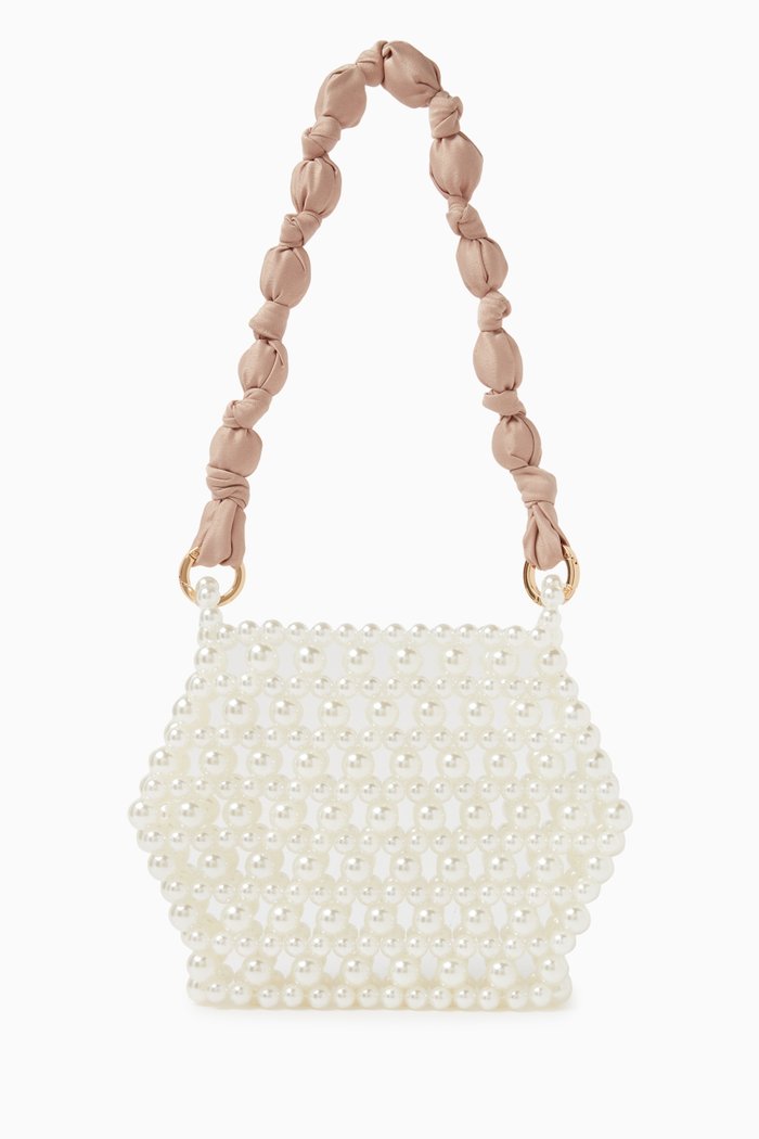 

Rose Tote Bag in Pearl & Satin, Pink