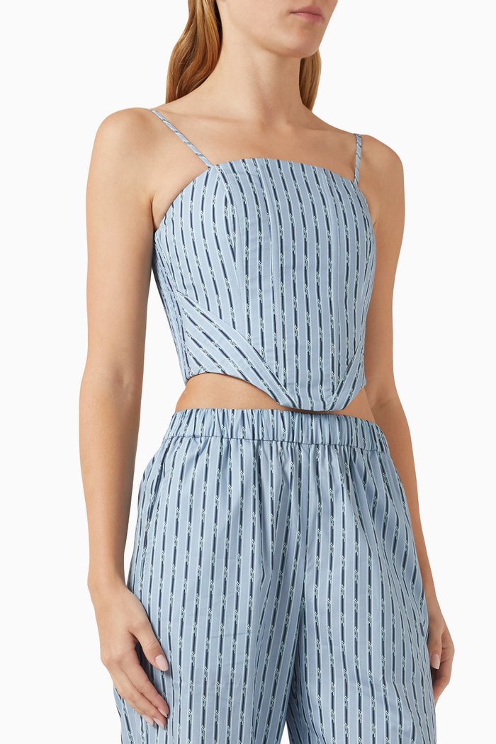 

Pinstripe Corset in Cotton Poplin, Blue