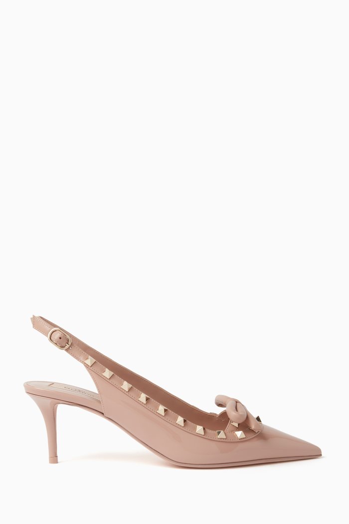Valentino Garavani Rockstud Bow Slingback Pumps in Patent Leather, Pink
