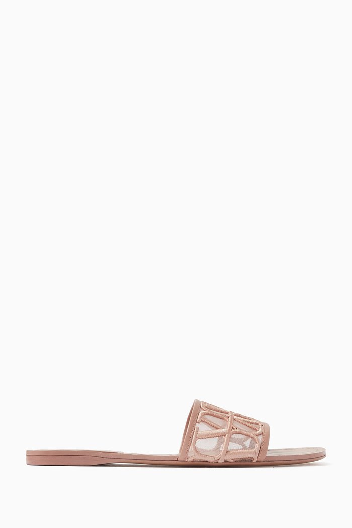 

Valentino Garavani Toile Iconographe Slide Sandals, Neutral