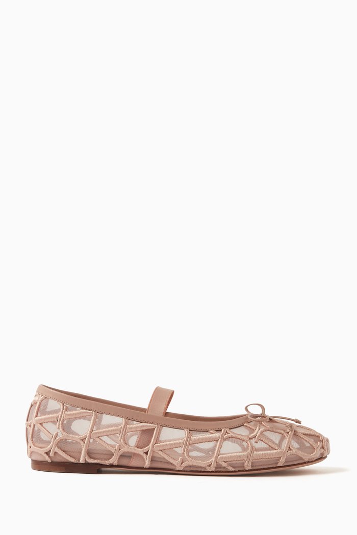 

Valentino Garavani Toile Iconographe Ballerinas in Mesh, Neutral