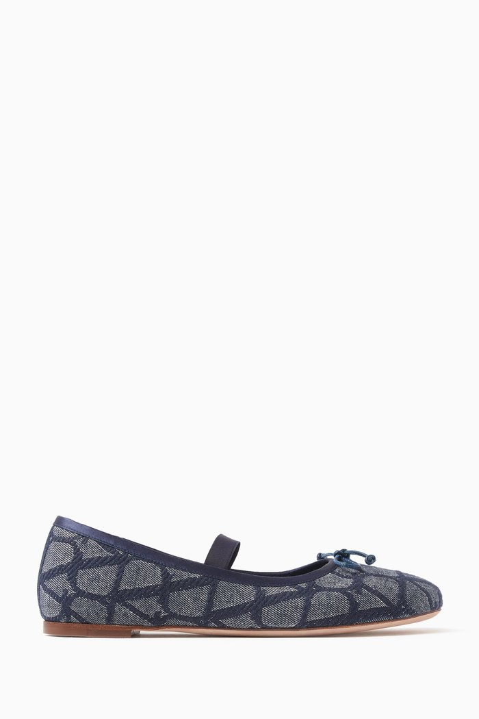 

Valentino Garavani Toile Iconographe Ballerinas in Denim, Blue