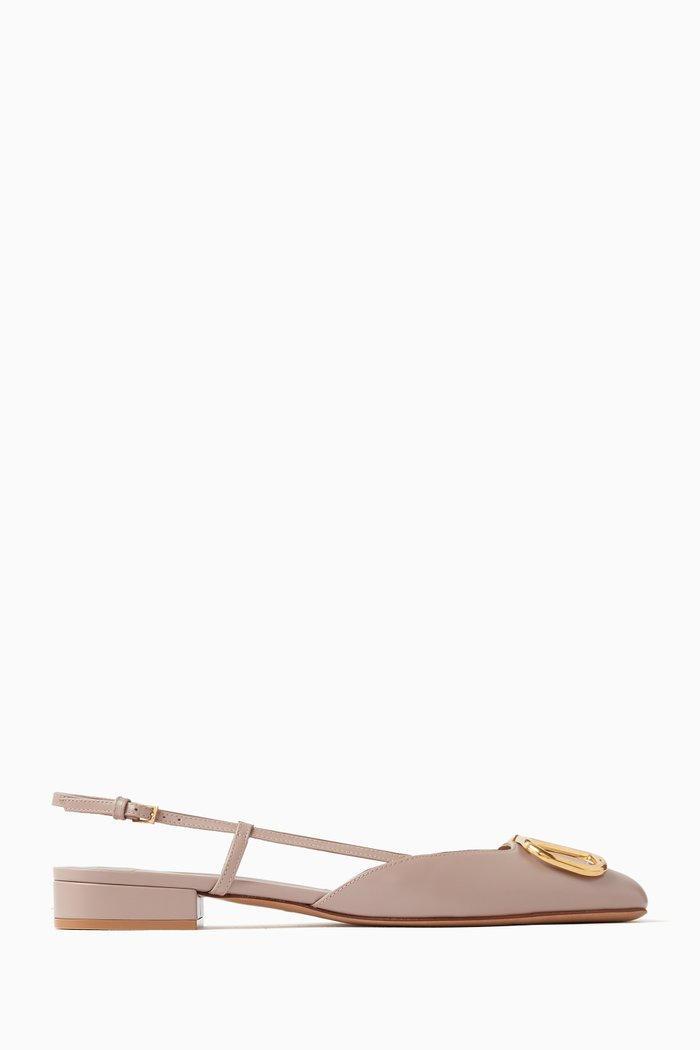 

Valentino Garavani VLogo Slingback Pumps in Calf Leather, Neutral