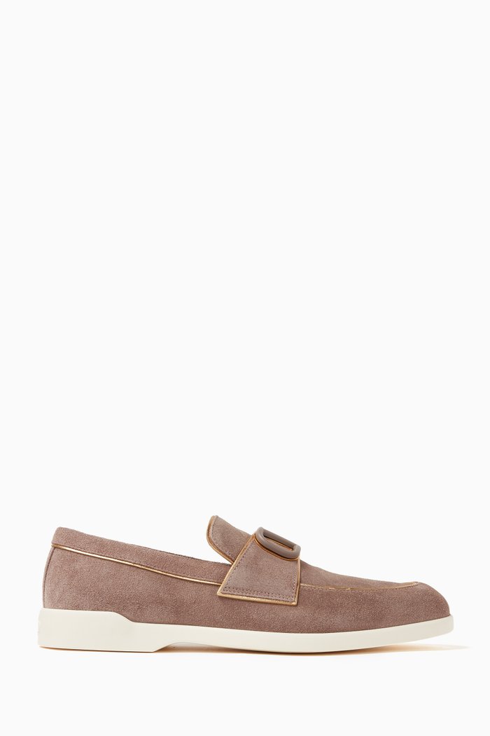 

Valentino Garavani Leisure Flows Loafers in Suede, Neutral