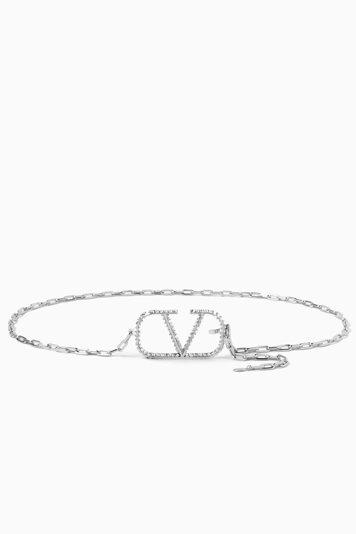 

Valentino Garavani VLOGO Signature Chain Belt in Metal, Silver