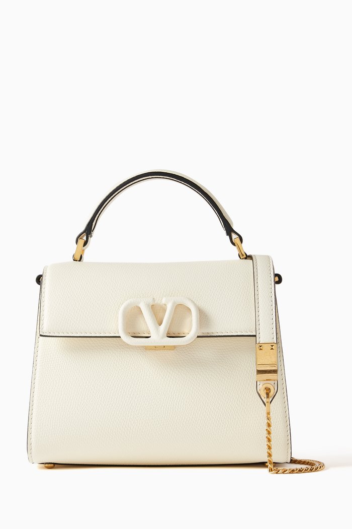 Valentino Garavani Mini VSling Handbag in Calf Leather, Neutral