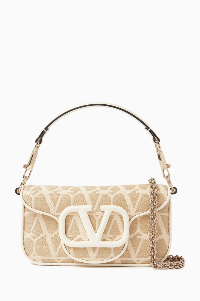

Valentino Garavani Small Locò Toile Iconographe Shoulder Bag in Cotton blend, Neutral