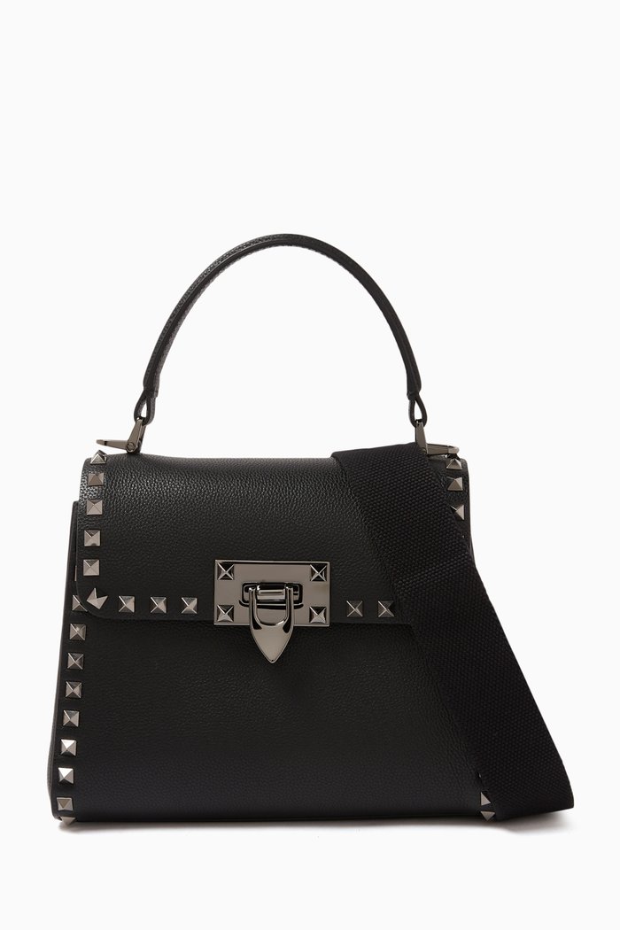 

Valentino Garavani Small Rockstud Tote Bag in Leather, Black