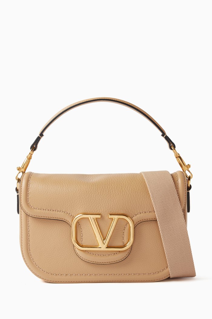 

Valentino Garavani Loco VLogo Shoulder Bag in Grained Leather, Brown