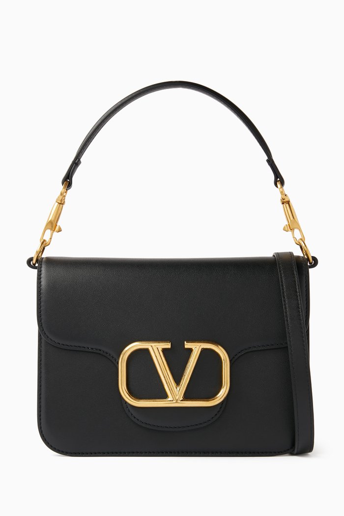 

Valentino Garavani Vlogo Shoulder Bag in Leather, Black