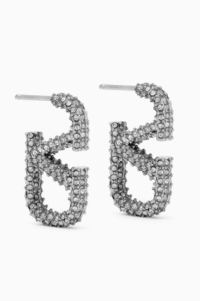 

Valentino Garavani VLogo Signature Crystal-Embellished Earrings, Silver
