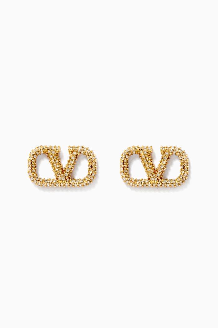 

Valentino Garavani VLOGO Signature Crystal-embellished Stud Earrings in Metal, Gold