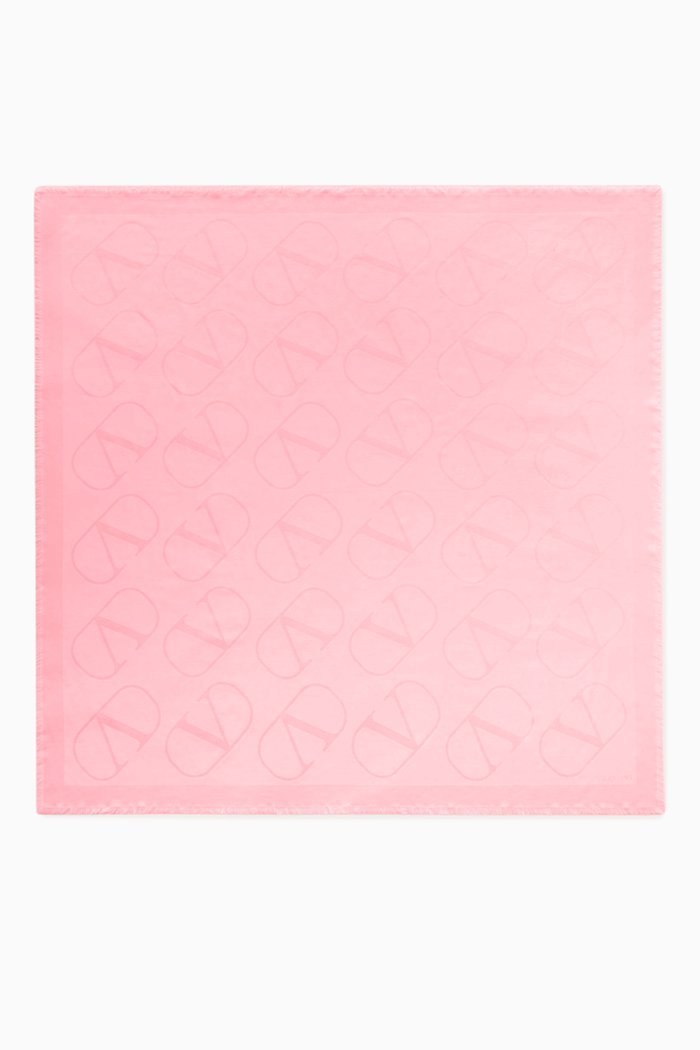 

Valentino Garavani VLogo Signature Jacquard Shawl in Wool & Silk, Pink